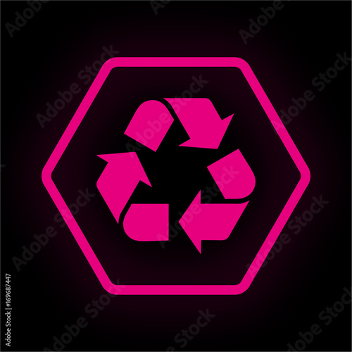 Neon Button Polygon - Recycling