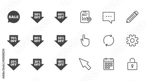 Sale discounts icons. Special offer signs.