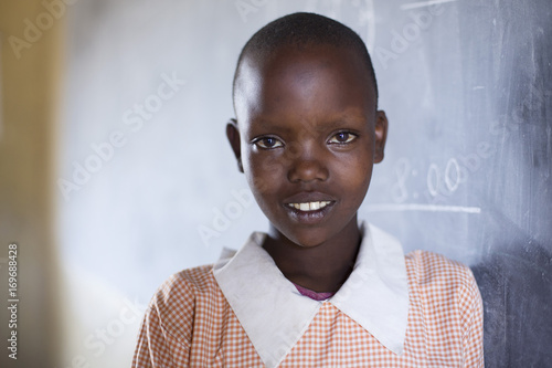 Portrait of school girl in classroom