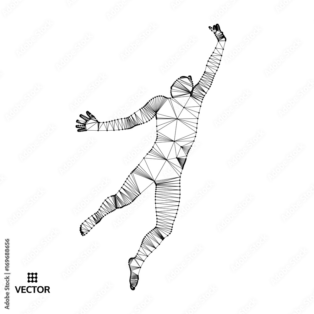 Fototapeta premium Leadership concept. Jumping man. Emblem for sport championship. Vector illustration.