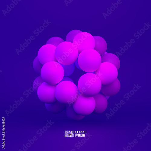 Sphere. Connection structure. 3D vector illustration for design.