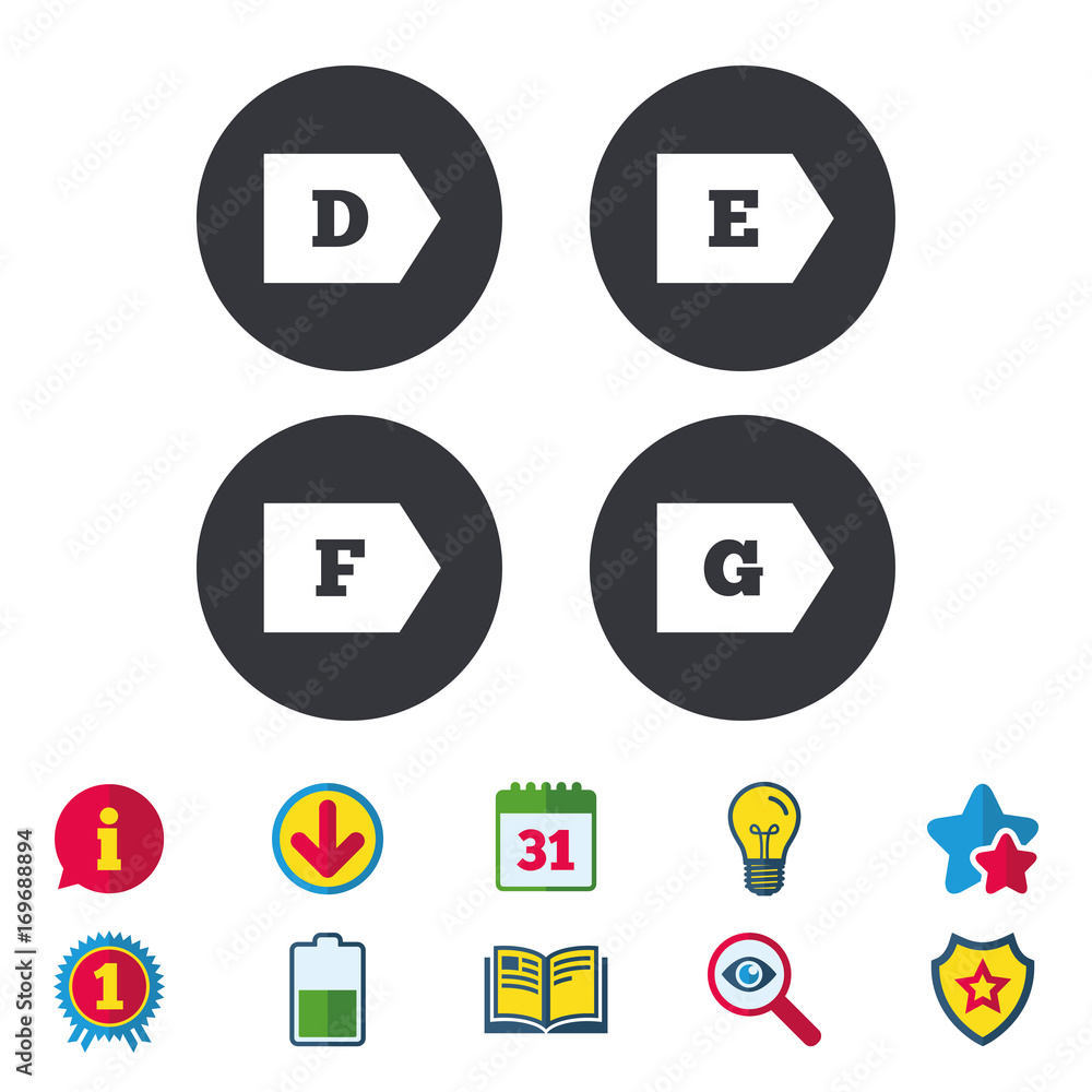 Energy efficiency class icons. Energy efficiency class icons.