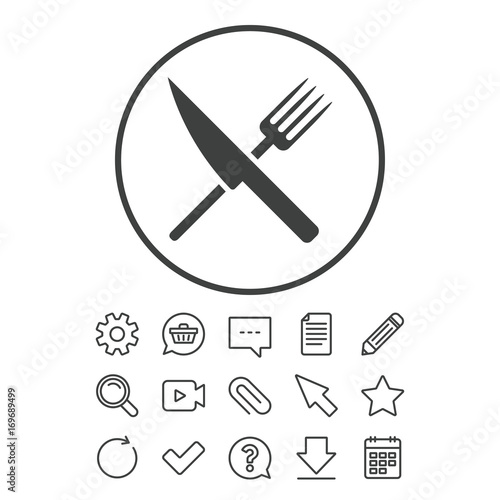 Food sign icon. Cutlery symbol. Knife and fork.