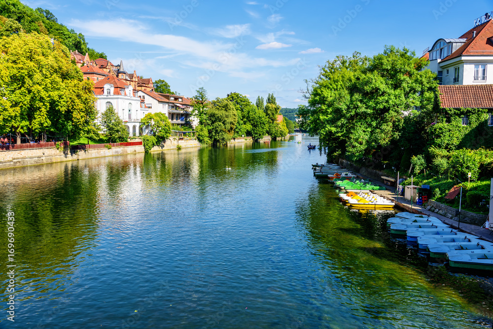 Hafen Neckar Fluss Boot Ufer Tübingen