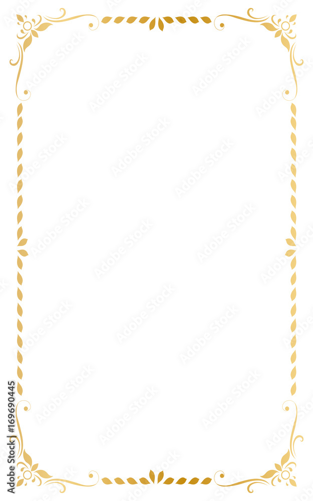 Decorative frame and borders , Golden frame on white background with copy space for add text message. Thai pattern Decorative frame and borders , Golden frame on white background with copy space for add text message. Thai pattern
