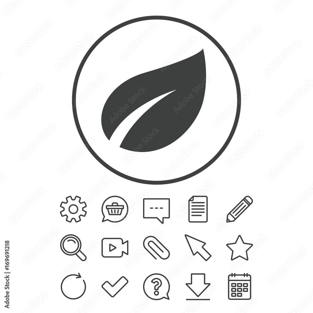 Leaf sign icon. Fresh product symbol.