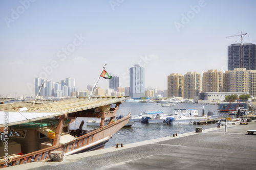 Boats at Ajman harbor, United Arab Emirates. photo