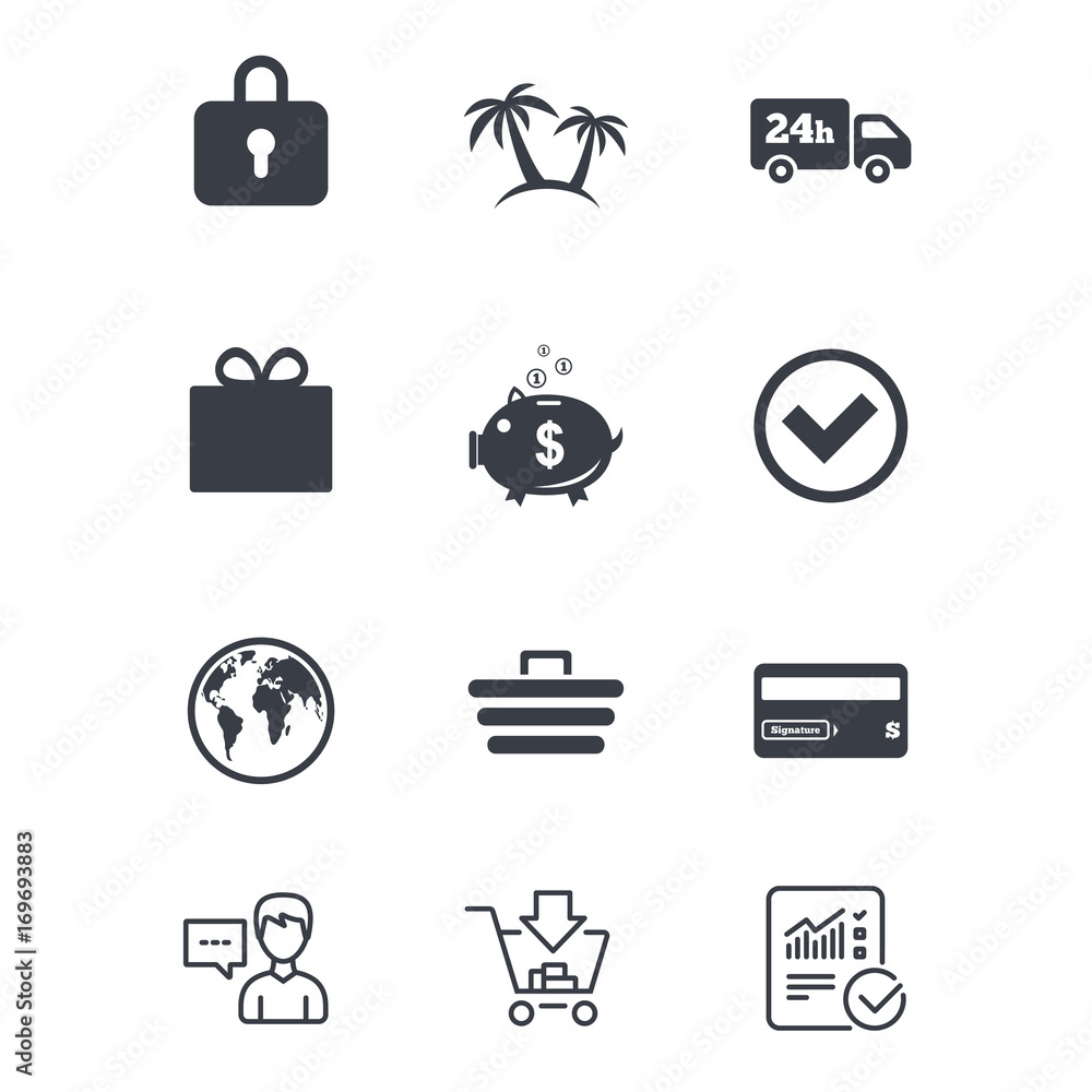 Online shopping, e-commerce and business icons. Online shopping, e-commerce and business icons.