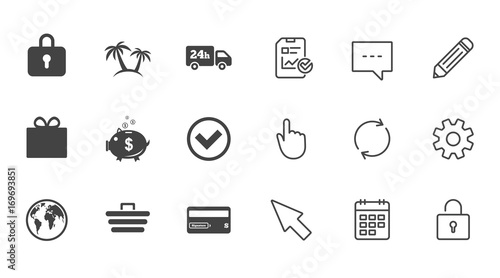 Online shopping, e-commerce and business icons.