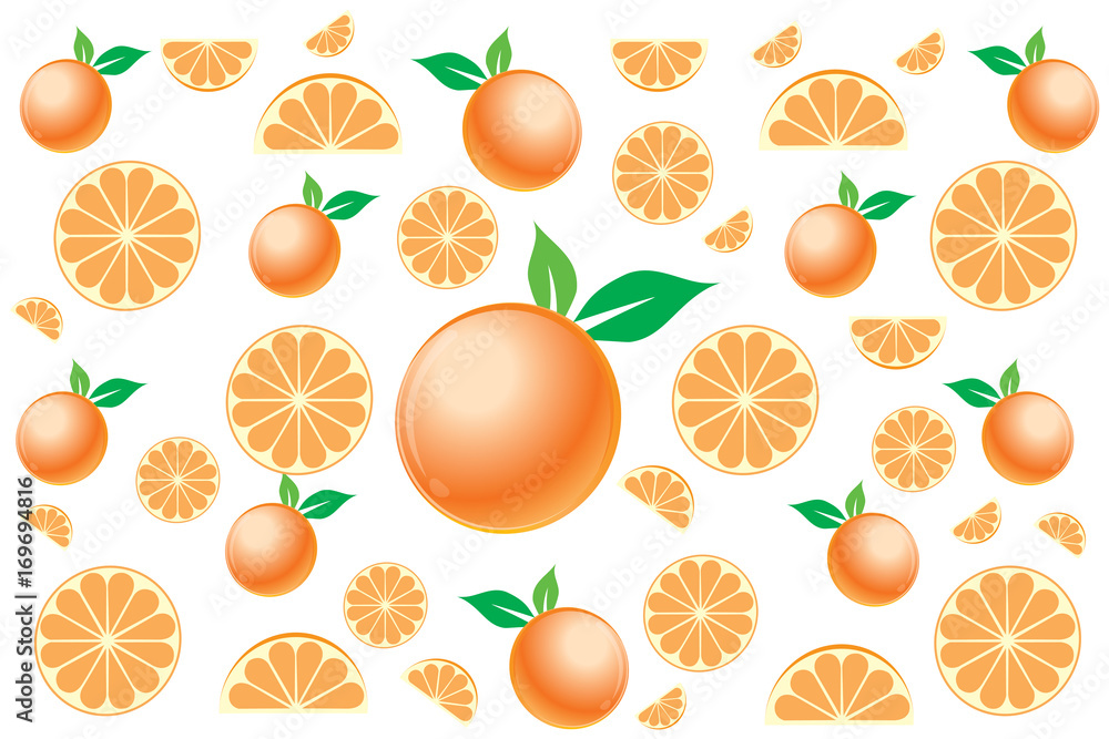 Graphic Oranges, On a white background pattern, Vector illustration Graphic Oranges, On a white background pattern, Vector illustration