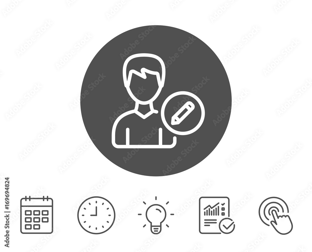 Edit User line icon. Male Profile sign. Edit User line icon. Male Profile sign.