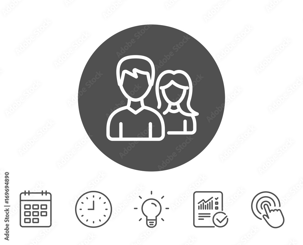Couple line icon. Users or Teamwork sign. Couple line icon. Users or Teamwork sign.