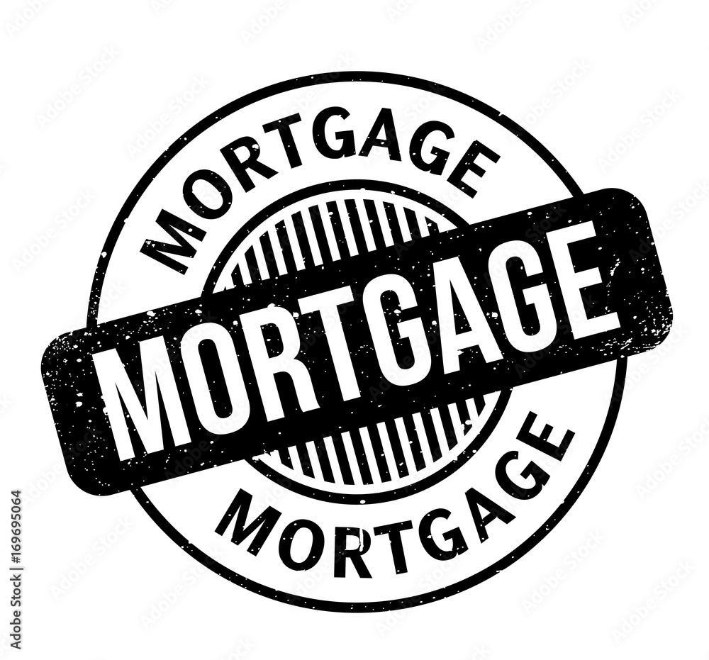 Mortgage rubber stamp. Grunge design with dust scratches. Effects can be easily removed for a clean, crisp look. Color is easily changed.