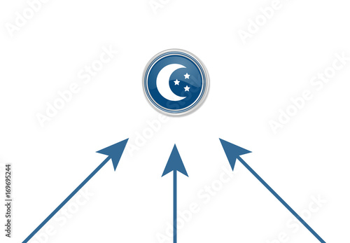 Pfeile zeigen auf Button - Mond und Sterne