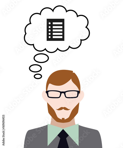 Person denkt an Liste