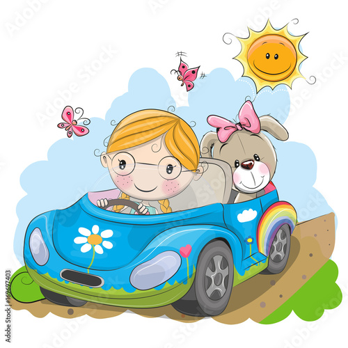 Girl goes on the car