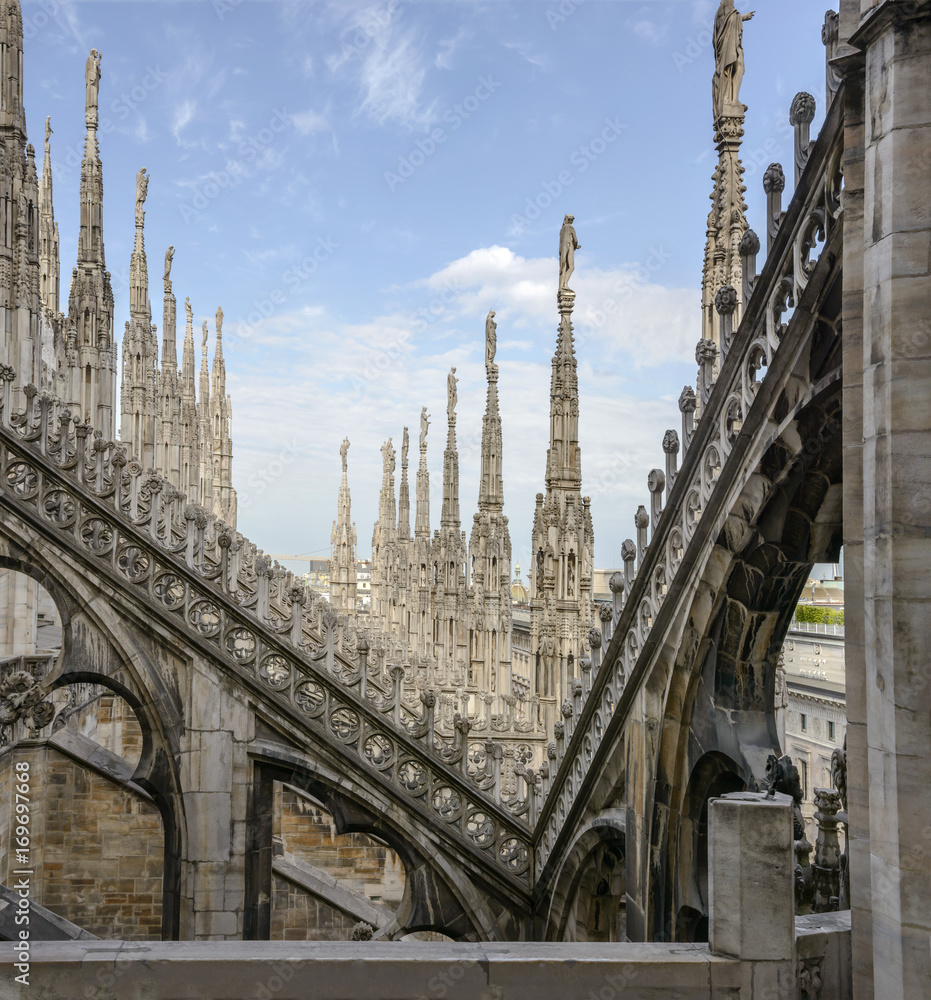 spires at Cathedral, Milan, Italy