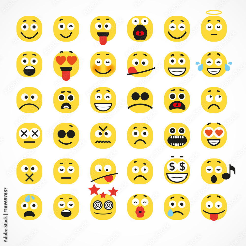 Smiling Cartoon Face Positive People Emotion Smiling Cartoon Face Positive People Emotion