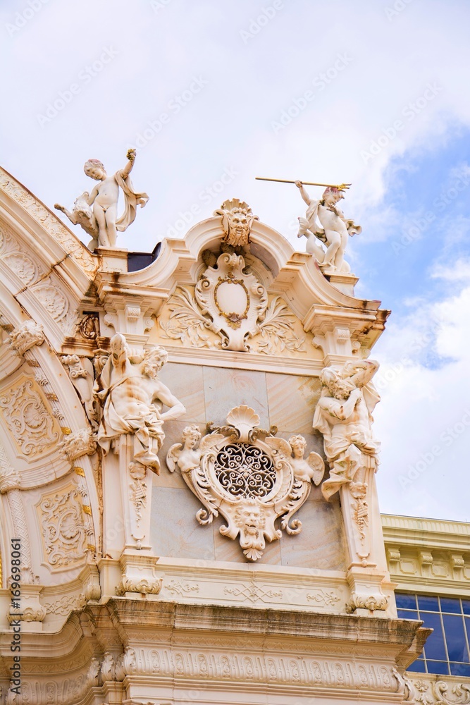 Fragment of decoration of main cast iron colonnade - Marianske Lazne (Marienbad) - great famous Bohemian spa town in the west part of the Czech Republic (region Karlovy Vary) Fragment of decoration of main cast iron colonnade - Marianske Lazne (Marienbad) - great famous Bohemian spa town in the west part of the Czech Republic (region Karlovy Vary)