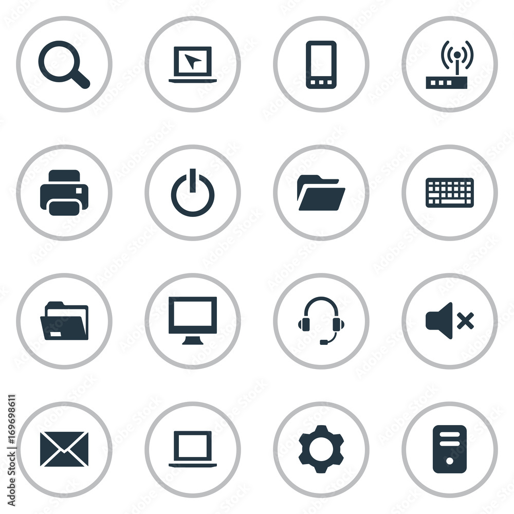 Vector Illustration Set Of Simple Computer Icons. Elements Keypad