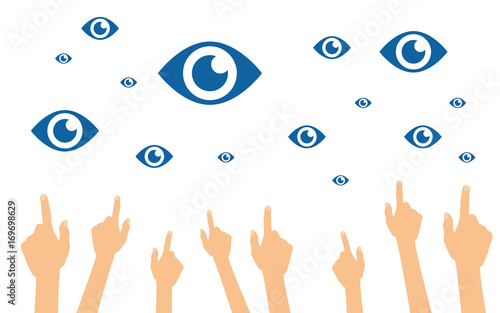 Hände zeigen auf Augen