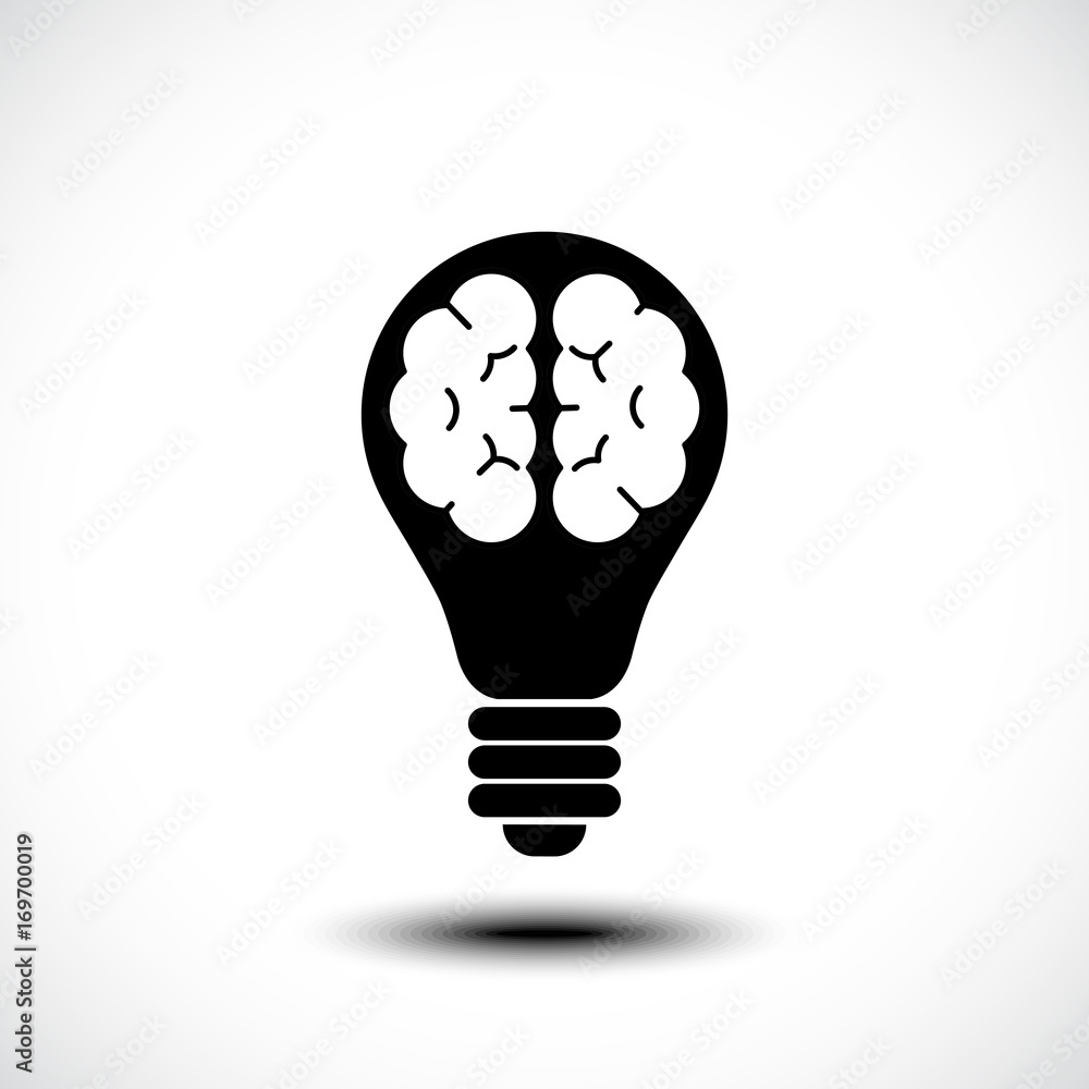 Light bulb brain icon. Vector illustration Light bulb brain icon. Vector illustration