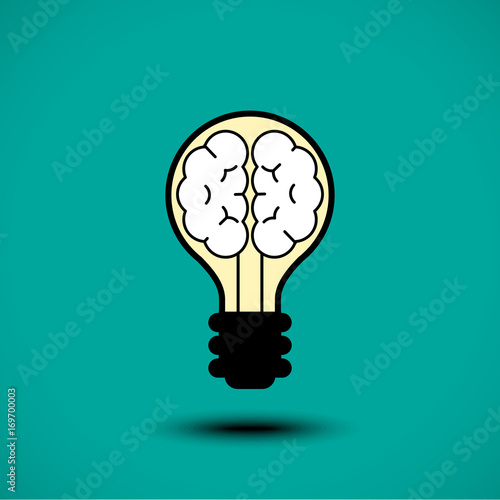 Light bulb brain icon. Vector illustration
