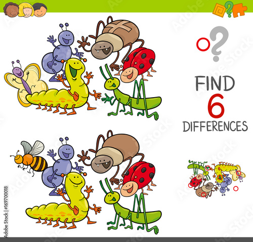 spot the differences with cute insects