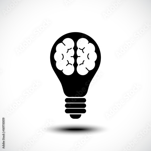 Light bulb brain icon. Vector illustration