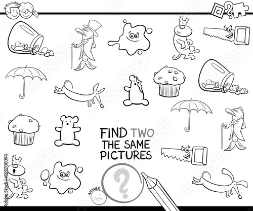 find two the same pictures coloring page