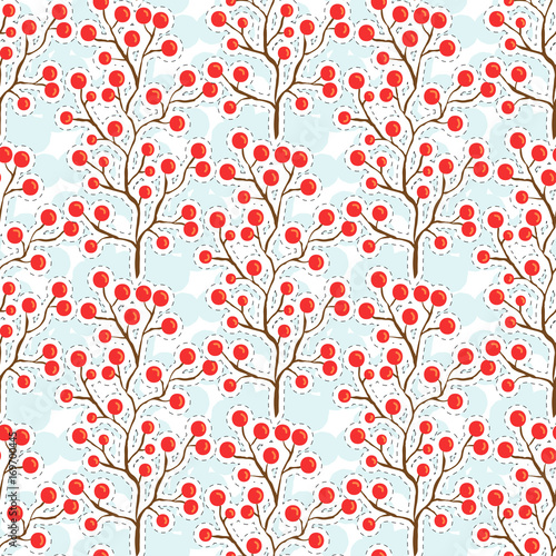 Autumn berry pattern. Autumn seamless background for textile fabric design.