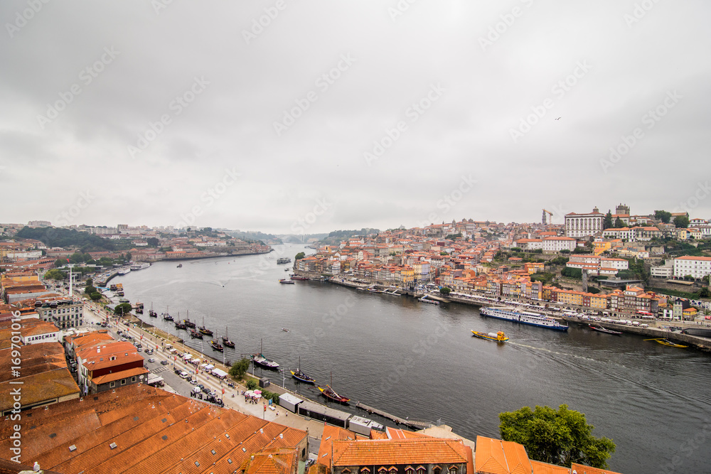 Porto, Portugal - 08 July 2017. panorama of Porto city and river douro, Portugal