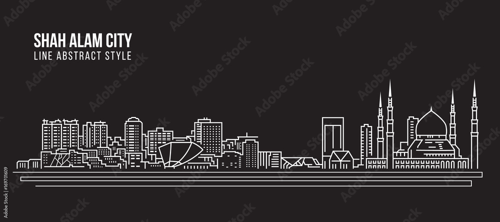 Cityscape Building Line art Vector Illustration design - Shah alam city