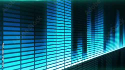 Sound wave. 3d Illustration of a blue music equalizer.