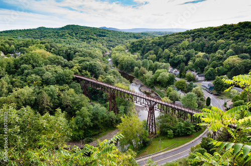 View of the Rosendale, NY  Train Trestle from the Joppenbergh Mountain. Part of the Wallkill Rail Trail in upstate NY. photo