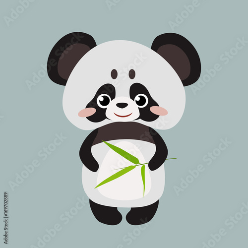 Fototapeta Naklejka Na Ścianę i Meble -  Cute panda with bamboo