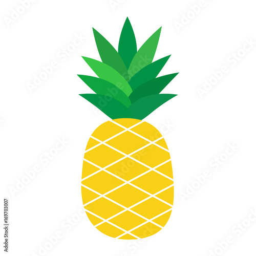 Pineapple vector cartoon illustration, isolated on white background, graphic icon.