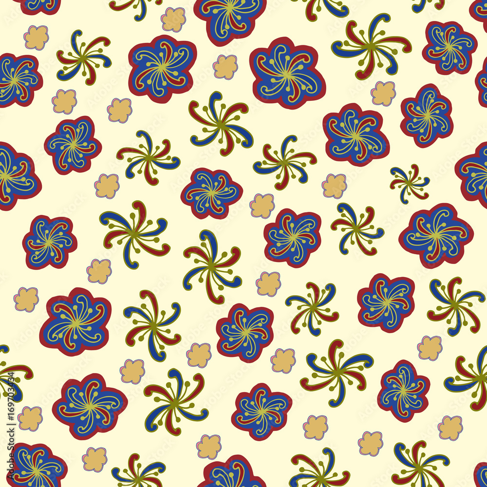 Fototapeta premium Color flower seamless pattern