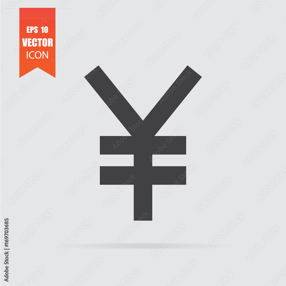 Yen icon in flat style isolated on grey background. Yen icon in flat style isolated on grey background.