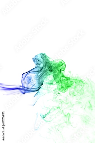 Abstract background wave of smoke.Blue and green wave