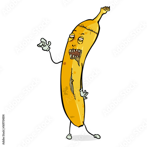Vector Cartoon Character - Walking Banana Zombie
