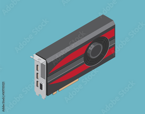 Stock graphic card. Isometric.