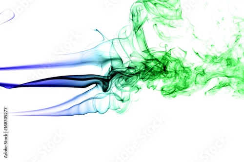 Abstract background wave of smoke.Blue and green wave