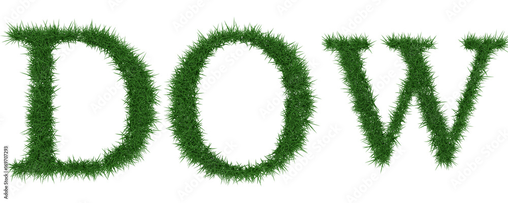 Dow - 3D rendering fresh Grass letters isolated on whhite background. Dow - 3D rendering fresh Grass letters isolated on whhite background.