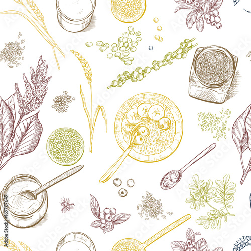 Superfood. Seamless botanical pattern