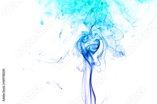 Abstract Light blue smoke on white background, Light blue background,Light blue ink background