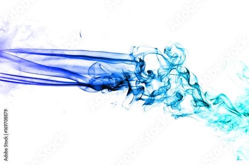 Abstract Light blue smoke on white background, Light blue background,Light blue ink background © Athipat