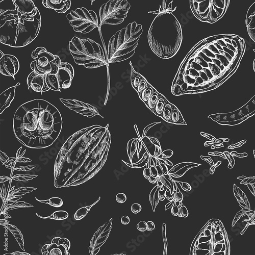 Superfood. Seamless botanical pattern 