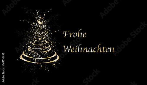  Gold christmas tree on a black background