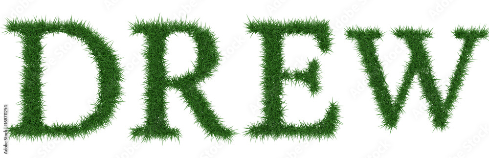 Drew - 3D rendering fresh Grass letters isolated on whhite background. Drew - 3D rendering fresh Grass letters isolated on whhite background.